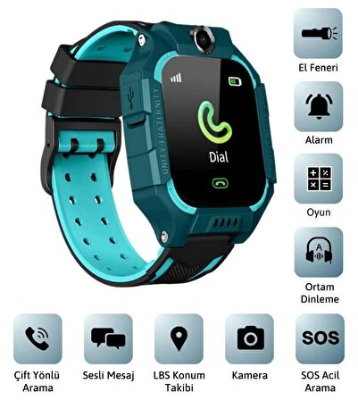 Çocuk Ve Yetişkin Unisex Sim Kartlı Ortam Dinleme Kameralı Gps Konum Takip Smart Kids Watch