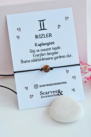 İkizler Burcu Kaplangözü Taşı Şans Bilekliği