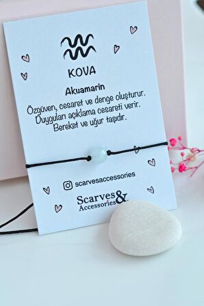 Kova Burcu Akuamarin Taşı Şans Bilekliği