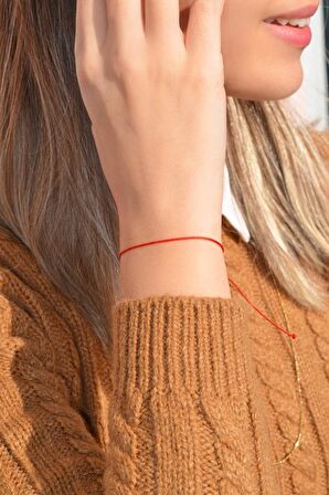 Kırmızı İp Bileklik Şans Bilekliği Red String
