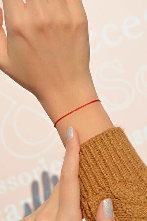 Kırmızı İp Bileklik Şans Bilekliği Red String