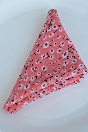 Pembe Renkli Çiçekli Fular Bandana