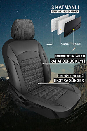 Honda Civic Sedan Eco Executive 1.6 (125) Ov 2017 jakar tam set oto koltuk kılıfı siyah 