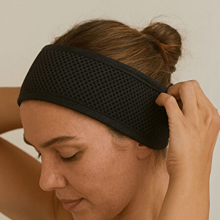 BEYLİNİ Fileli Saç Bandı 2li Set Makyaj Uygulama Cırtlı Hava Alabilir Cilt Bakım Yoga Spa Ter Sporcu Bandana
