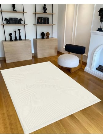 Rölyef Joy Krem Kaymaz Yıkanabilir Taban Kesme Salon Mutfak Halı Yolluk
