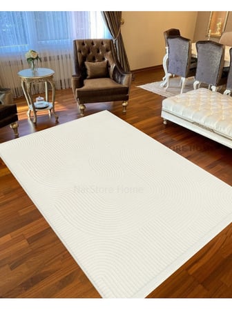 Rölyef Joy Krem Kaymaz Yıkanabilir Taban Kesme Salon Mutfak Halı Yolluk