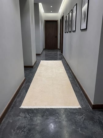 Dinar Armoni Saçaklı Kaymaz Tabanlı Kesme Kabartmalı Yıkanabilir Salon Koridor Halı Yolluk