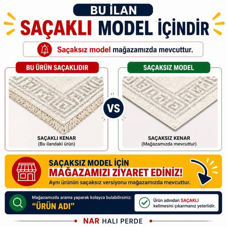 Dinar Armoni Saçaklı Kaymaz Tabanlı Kesme Kabartmalı Yıkanabilir Salon Koridor Halı Yolluk