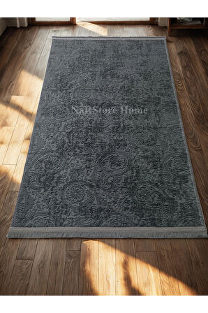 Kaymaz Taban Saçaklı Kesme Halı Yolluk Nevra Asos Antrasit