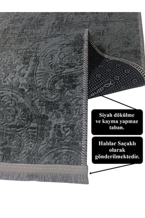 Kaymaz Taban Saçaklı Kesme Halı Yolluk Nevra Asos Antrasit