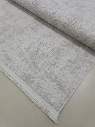 Dinarsu Kaymaz Taban Saçaklı Kesme Halı Yolluk Nevra Asos Vizon