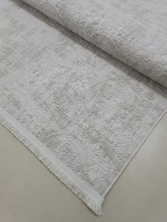 Dinarsu Kaymaz Taban Saçaklı Kesme Halı Yolluk Nevra Asos Vizon