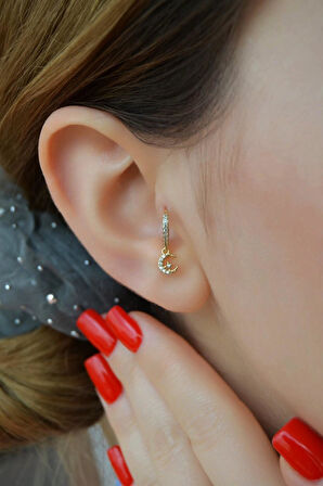 Mini Ay Charm Halka Piercing – İnce Model | Helix, Kıkırdak, Lob Uyumlu | Tekli