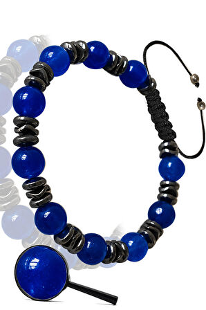 Sertifikalı Gerçek Hematit - Mavi Akik Taşı Bileklik - Ayarlamalı