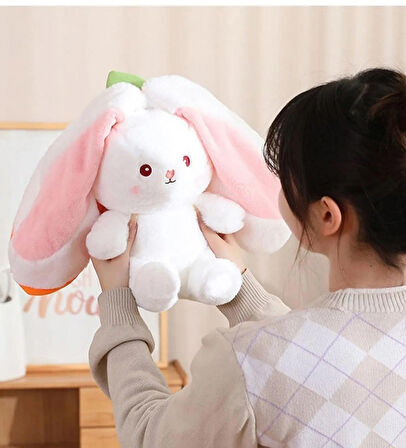 Sekk O Sevgiliye Özel Hediyelik Çilek Tavşan Peluş Oyuncak 35 Cm Özel Tasarım-fermuarlı Yapısıyla