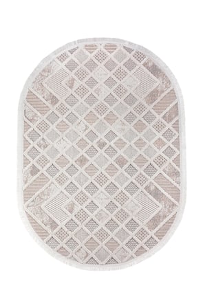 Enti Bonn 8802 Krem Oval Iskandinav Halı Salon Halısı Kesme Halı Yolluk