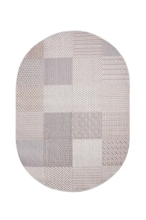 Enti Bonn 8806 Krem Oval Iskandinav Halı Salon Halısı Kesme Halı Yolluk
