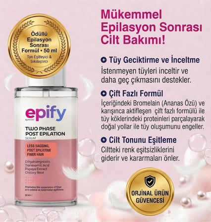 Epıfy Papaya Özlü Tüy Azaltıcı & Geciktirici Serum 75 ml - Çift Fazlı Pürüzsüzleştirici Cilt Bakım Serumu
