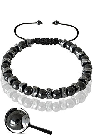 Sertifikalı Silver Hematit - Terahertz Taşı Bileklik (Ayarlamalı)