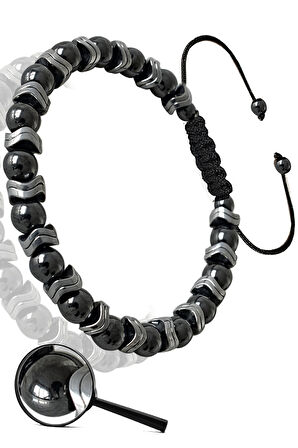 Sertifikalı Silver Hematit - Terahertz Taşı Bileklik (Ayarlamalı)