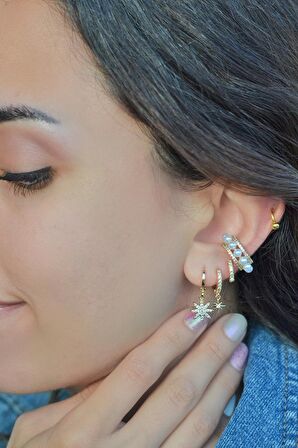 İncili Sıkıştırma Kıkırdak Küpe Earcuff
