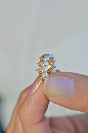 İncili Taç Model Sıkıştırma Kıkırdak Küpe Earcuff