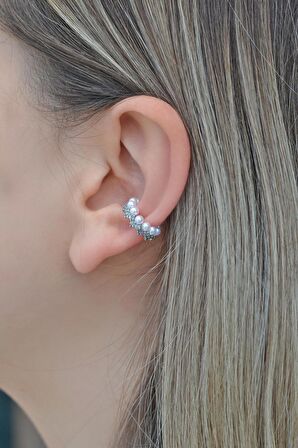 İncili Taç Model Sıkıştırma Kıkırdak Küpe Earcuff
