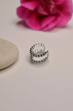 Gümüş Renkli Sıkıştırmalı Kıkırdak Küpe Earcuff
