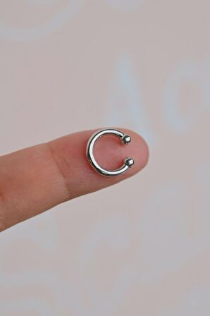 Gümüş Renkli Düz Sıkıştırmalı Kıkırdak Küpesi Earcuff