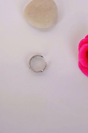 İnce Zirkon Earcuff Sıkıştırmalı Kıkırdak Küpesi Gümüş Renkli