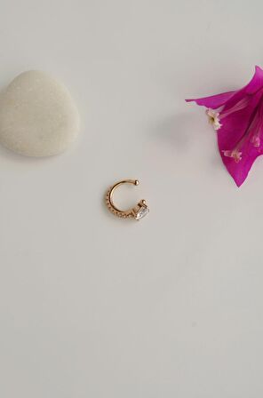 Zirkon Gold ince Sıkıştırmalı kıkırdak küpesi Earcuff