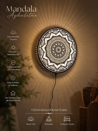 ✨ MANDALA IŞIKLI DUVAR DEKORU – IŞIKTAN DAHA FAZLASI ✨