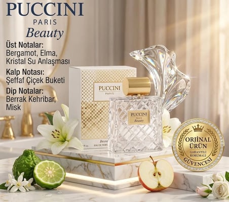 Puccini Paris Beauty EDP 100 ml Kadın Parfümü – Bergamot & Elma Notalı Kristal Tazelik Uzun Süre Kalıcı Özel Seri
