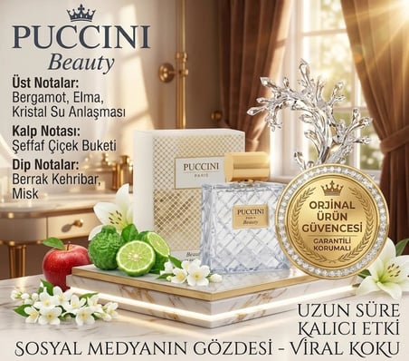 Puccini Paris Beauty EDP 100 ml Kadın Parfümü – Bergamot & Elma Notalı Kristal Tazelik Uzun Süre Kalıcı Özel Seri