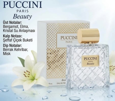 Puccini Paris Beauty EDP 100 ml Kadın Parfümü – Bergamot & Elma Notalı Kristal Tazelik Uzun Süre Kalıcı Özel Seri
