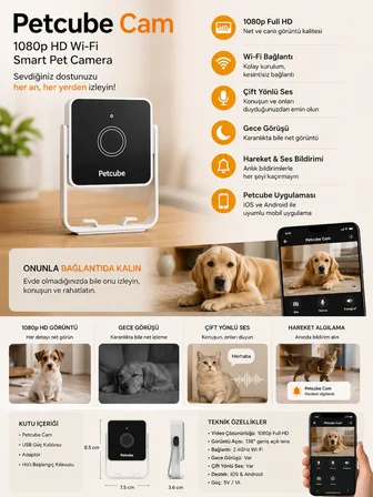 🐾 Petcube Cam 1080p HD Wi-Fi Akıllı Evcil Hayvan Kamerası