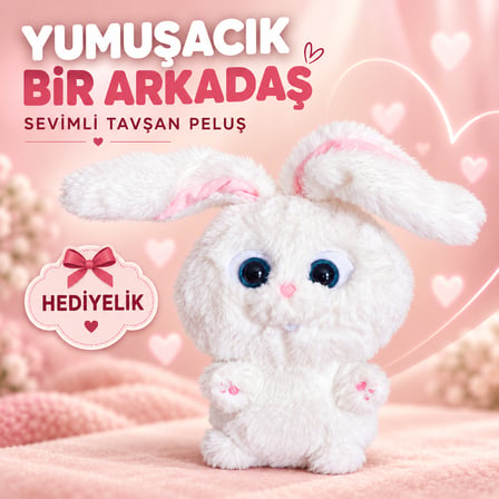 Sevimli Beyaz Tavşan Peluş