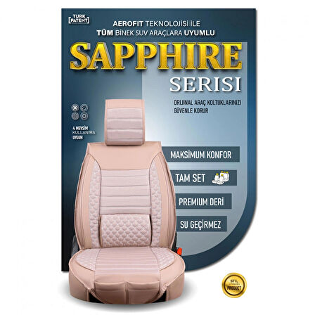 Volkswagen Caddy 2+1 Parçalı Lüx Deri Oto Koltuk Kılıfı Ön Arka Takım Safir BEJ