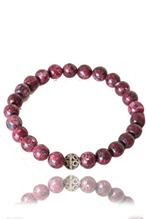 Sertifikalı Kırmızı Kuvars Taşı Bileklik - Gümüş Aparatlı