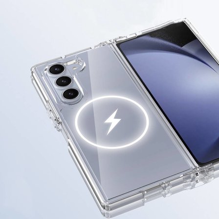 Galaxy Z Fold 6 Uyumlu Kılıf M-safe Şarj Özellikli Şeffaf Sert PC MagClear kapak