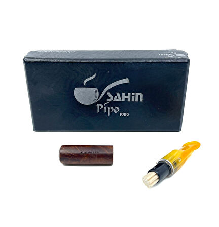 Şahin 9mm Filtreli 8mm Uçlu Akrilik Saplı Sigara Ağızlığı - Kahverengi - 2583