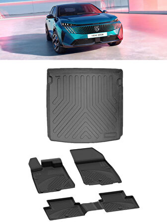 Sahler Peugeot 3008 Hybrid 2024 Sonrası 4.5D Paspas 3D Üst Bagaj Havuzu Set