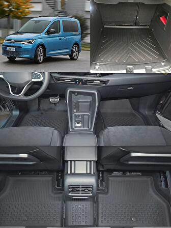Sahler Volkswagen Caddy 2020 ve Sonrası 4.5D Paspas 3D Rizline Bagaj Havuzu Set
