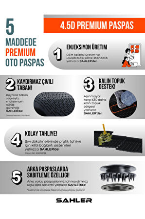 Sahler Fiat Doblo 2023 ve Sonrası 4.5D Paspas ve 3D Rizline Seperatörsüz Bagaj Havuzu Set