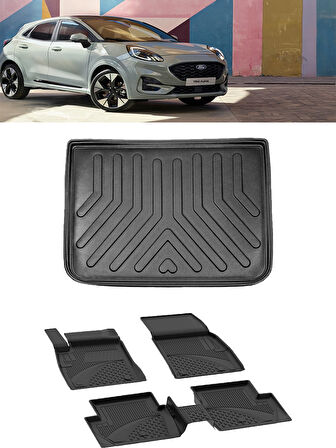 Sahler Ford Puma 2019 ve Sonrası 4.5D  Paspas 3D Rizline Bagaj HAvuzu