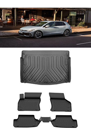 Sahler Volkswagen GOlf 8-8.5 Manuel 2021 ve Sonrası 4.5D Paspas 3D Rizline ALT Bagaj Havuzu 