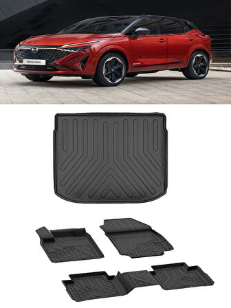 Sahler Nissan Qashqai 2022 ve Sonrası Benzin/Hybrit 4.5D Paspas 3D ÜST Rizline Bagaj HAvuzu