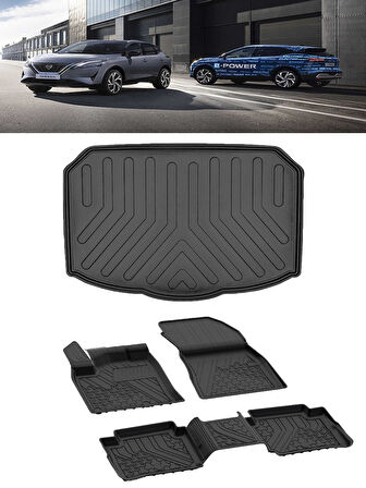 Sahler Nissan Qashqai  2022 ve Sonrası E-Power 4.5D Paspas 3D Rizline ALT Bagaj Havuzu Set