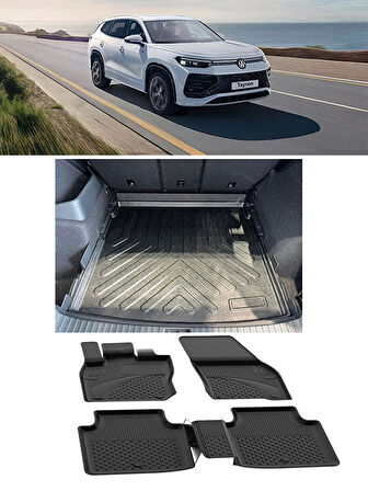 Sahler Volkswagen Tayron  2025 ve Sonrası 4.5D Paspas Rizline 3D ALT Bagaj Havuzu Set