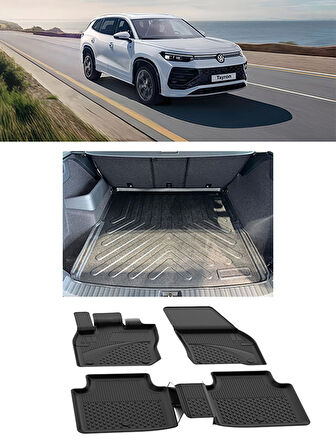 Sahler Volkswagen Tayron  2025 ve Sonrası 4.5D Paspas Rizline 3D ÜST Bagaj Havuzu Set